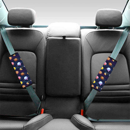 Food Planets Pattern Print Car Seat Belt Covers