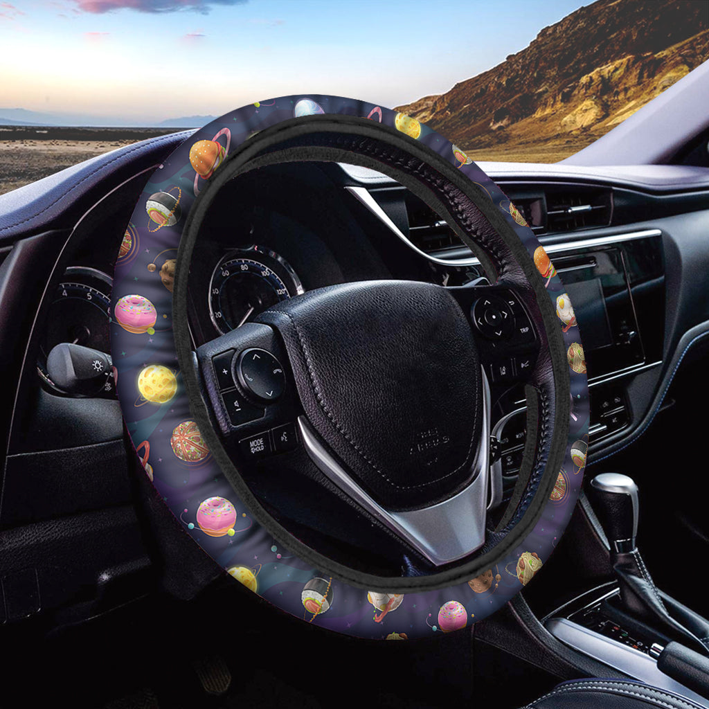 Food Planets Pattern Print Car Steering Wheel Cover