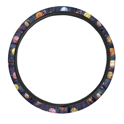 Food Planets Pattern Print Car Steering Wheel Cover
