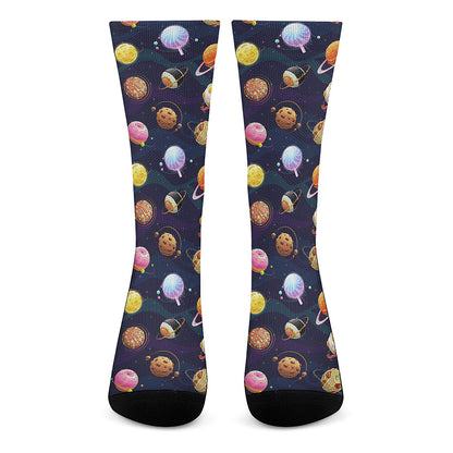 Food Planets Pattern Print Crew Socks
