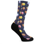 Food Planets Pattern Print Crew Socks