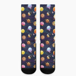 Food Planets Pattern Print Crew Socks