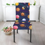 Food Planets Pattern Print Dining Chair Slipcover