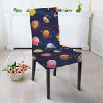 Food Planets Pattern Print Dining Chair Slipcover