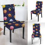 Food Planets Pattern Print Dining Chair Slipcover