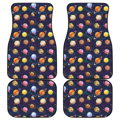 Food Planets Pattern Print Front and Back Car Floor Mats