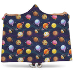 Food Planets Pattern Print Hooded Blanket