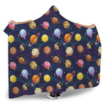 Food Planets Pattern Print Hooded Blanket