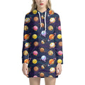 Food Planets Pattern Print Pullover Hoodie Dress