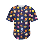 Food Planets Pattern Print Men's Baseball Jersey