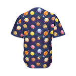 Food Planets Pattern Print Men's Baseball Jersey