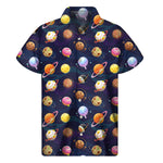 Food Planets Pattern Print Men's Short Sleeve Shirt