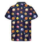 Food Planets Pattern Print Men's Short Sleeve Shirt