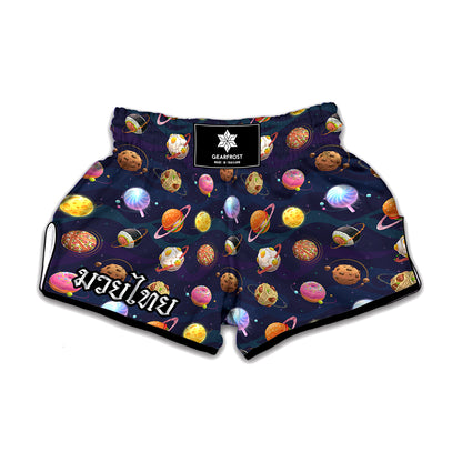 Food Planets Pattern Print Muay Thai Boxing Shorts