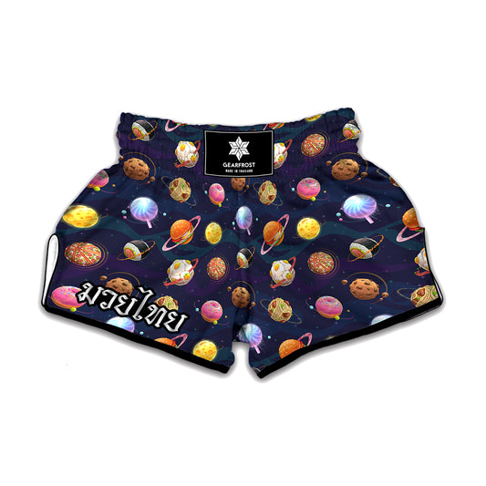 Food Planets Pattern Print Muay Thai Boxing Shorts