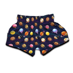 Food Planets Pattern Print Muay Thai Boxing Shorts