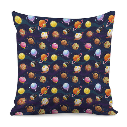 Food Planets Pattern Print Pillow Cover