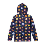 Food Planets Pattern Print Pullover Hoodie