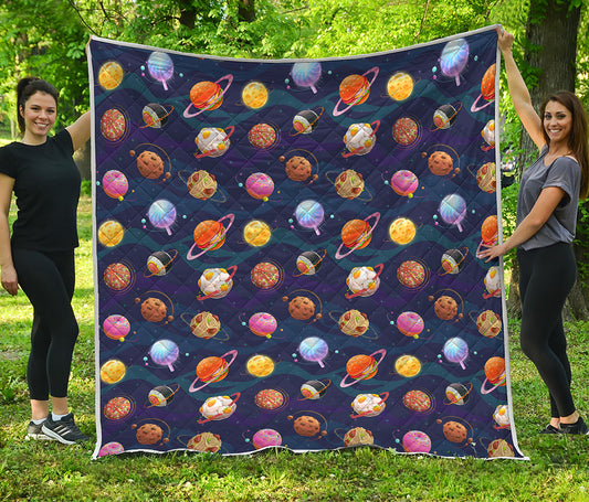 Food Planets Pattern Print Quilt