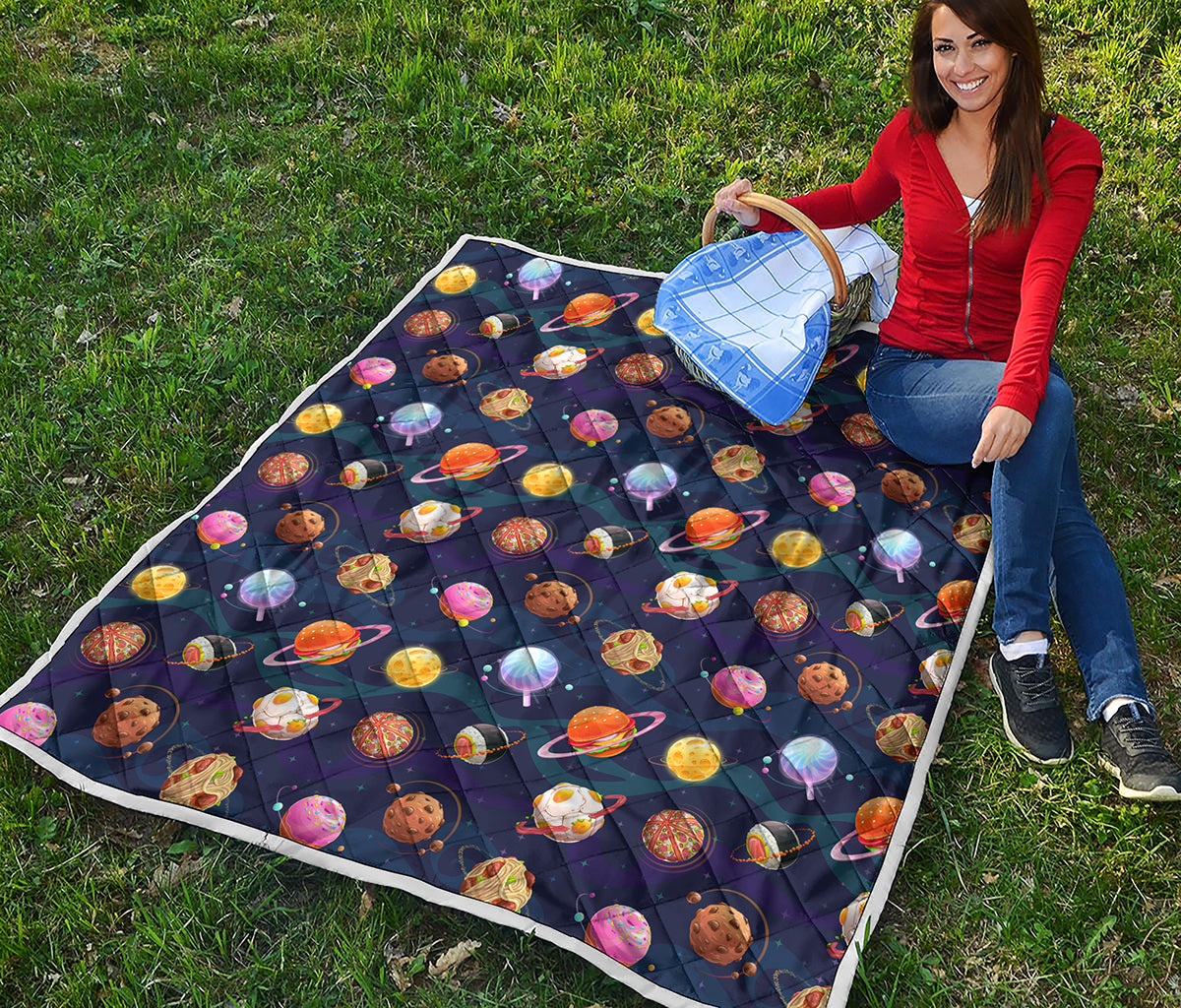 Food Planets Pattern Print Quilt