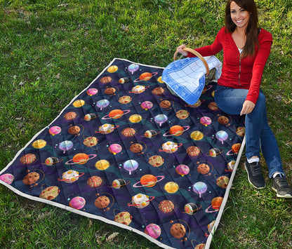 Food Planets Pattern Print Quilt
