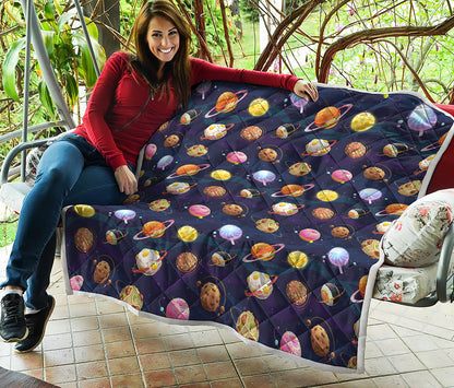 Food Planets Pattern Print Quilt