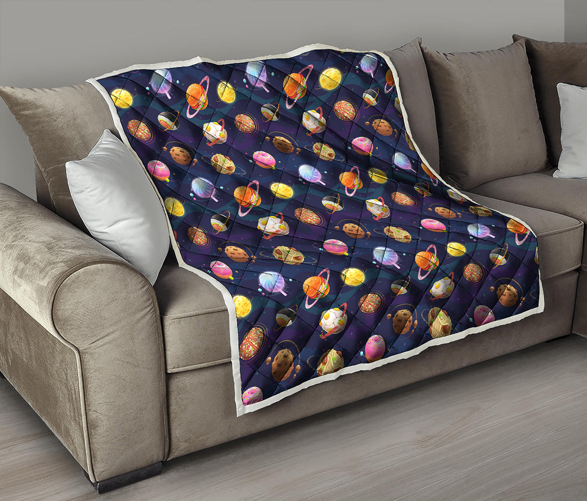 Food Planets Pattern Print Quilt