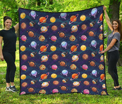 Food Planets Pattern Print Quilt