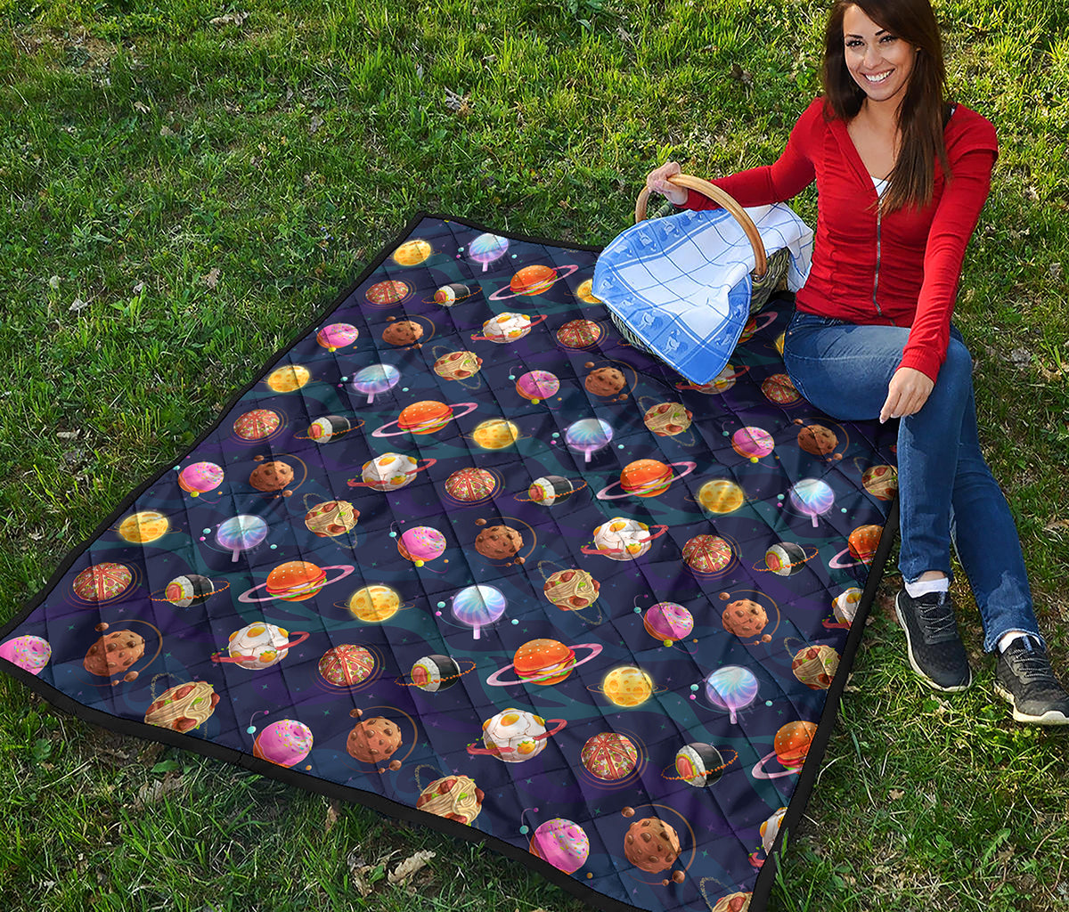 Food Planets Pattern Print Quilt
