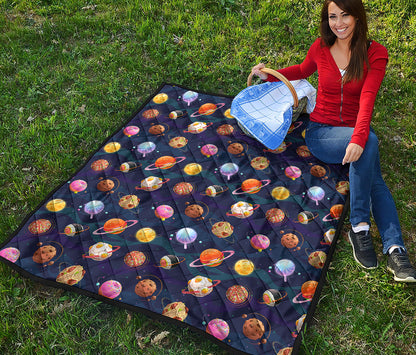 Food Planets Pattern Print Quilt