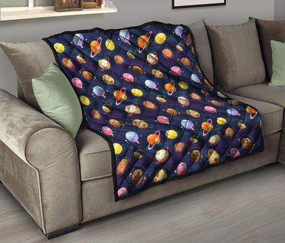 Food Planets Pattern Print Quilt