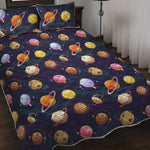Food Planets Pattern Print Quilt Bed Set