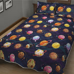 Food Planets Pattern Print Quilt Bed Set