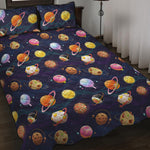 Food Planets Pattern Print Quilt Bed Set