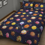 Food Planets Pattern Print Quilt Bed Set