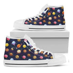 Food Planets Pattern Print White High Top Shoes