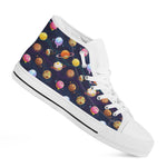 Food Planets Pattern Print White High Top Shoes