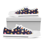 Food Planets Pattern Print White Low Top Shoes