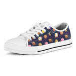 Food Planets Pattern Print White Low Top Shoes