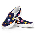 Food Planets Pattern Print White Slip On Sneakers