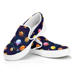 Food Planets Pattern Print White Slip On Shoes