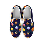Food Planets Pattern Print White Slip On Shoes