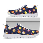 Food Planets Pattern Print White Sneakers