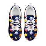 Food Planets Pattern Print White Sneakers