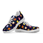 Food Planets Pattern Print White Sneakers