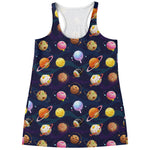 Food Planets Pattern Print Women's Racerback Tank Top