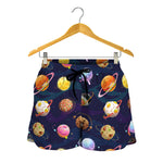 Food Planets Pattern Print Women's Shorts