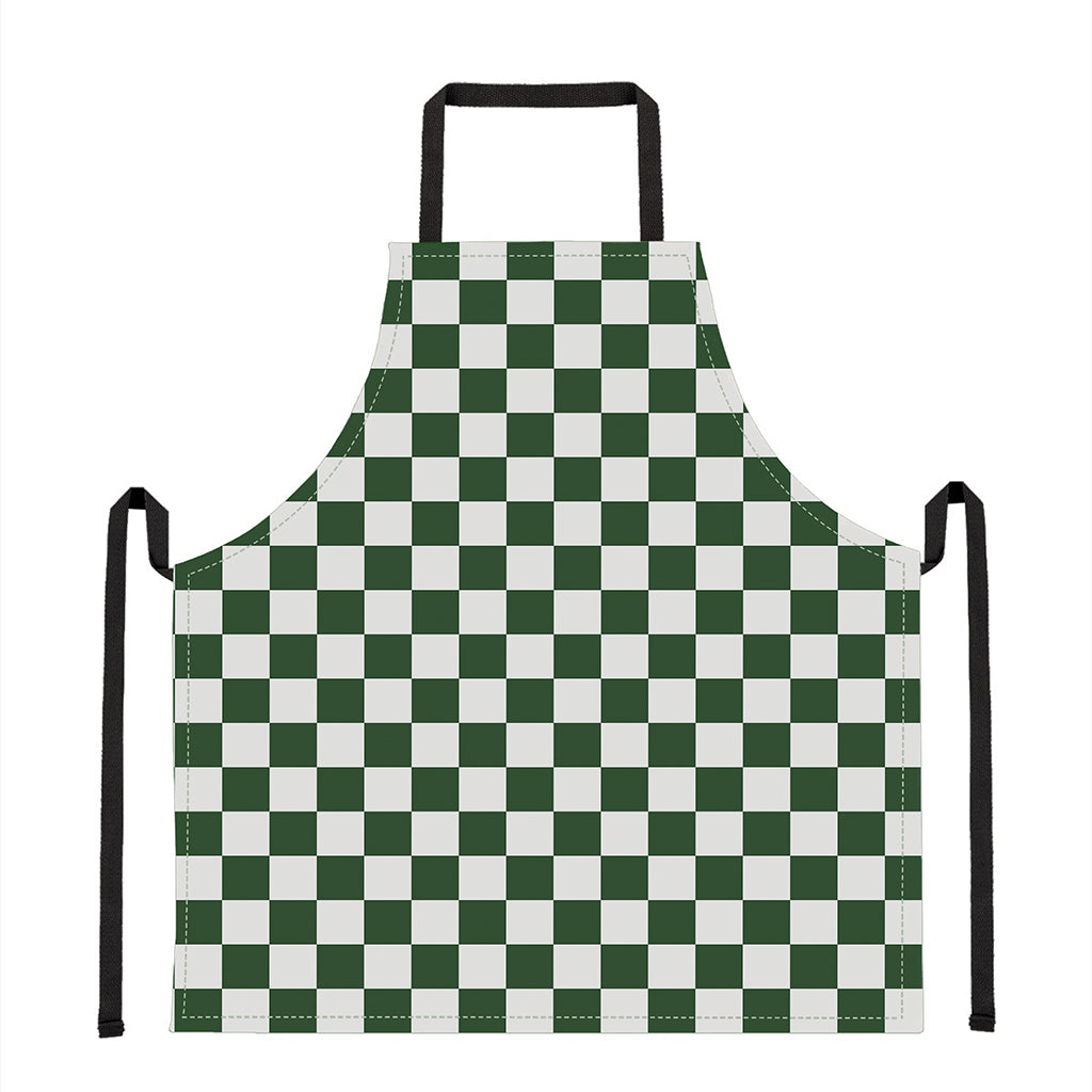 Forest Green And White Checkered Print Apron
