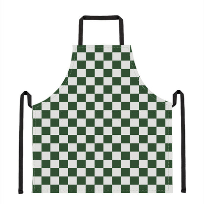 Forest Green And White Checkered Print Apron