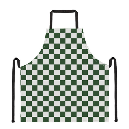 Forest Green And White Checkered Print Apron